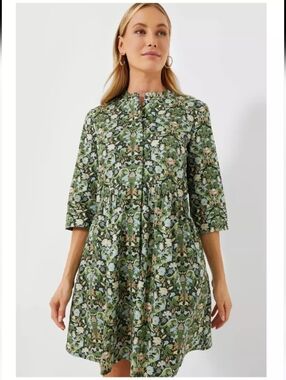 TUCKERNUCK Sage Deco Damask Royal Shirt Dress SZ Medium